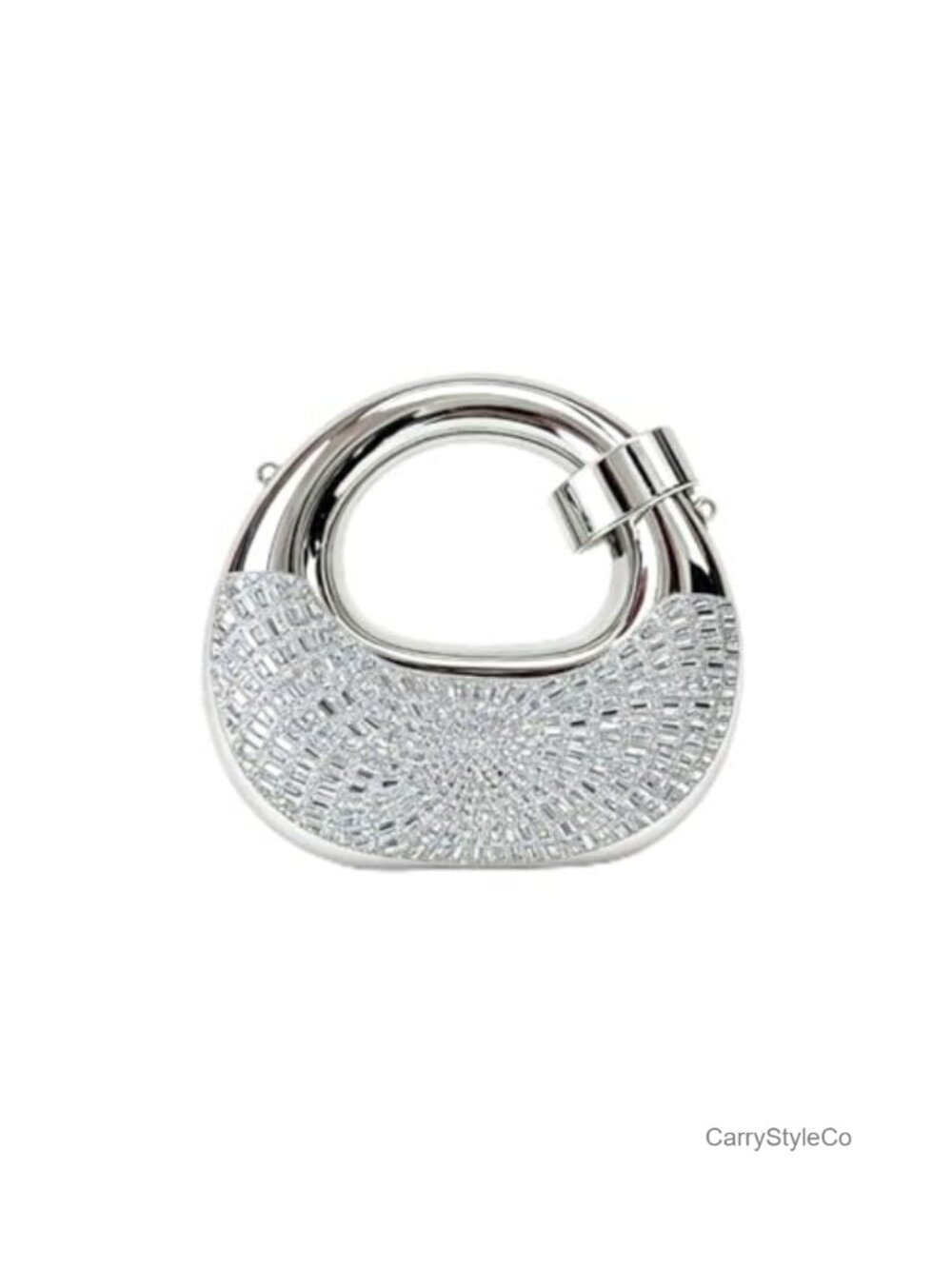 Rhinestone Crystal Mini Crescent Moon Acrylic Clutch Evening Bag with Chain